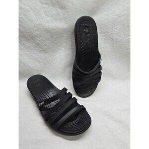 Crocs Rhonda Wedge Sandals Slip-On Strappy Slides Open Toe Black Women's Size 8